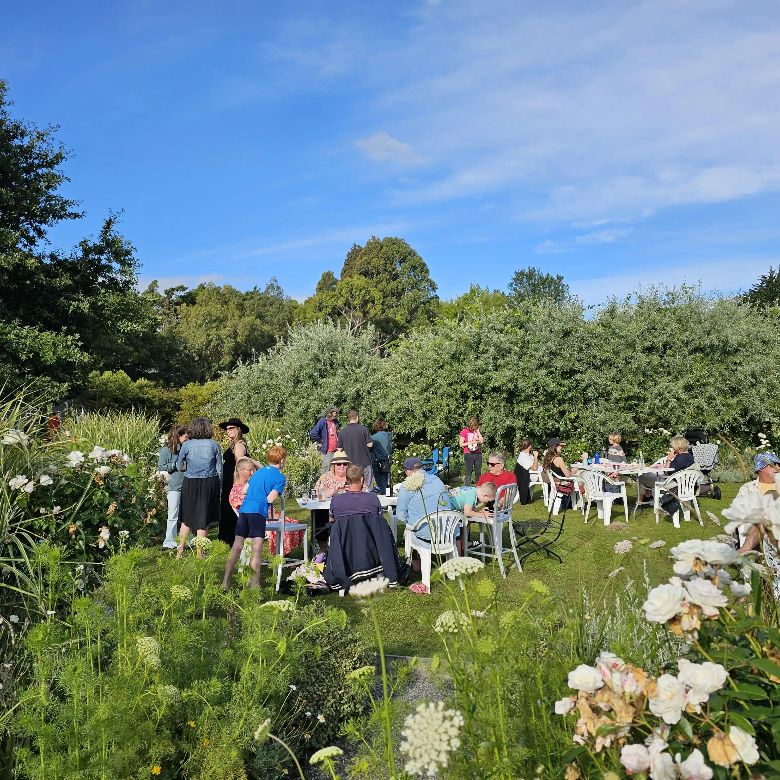 Wood fired pizza evening among the flowers
